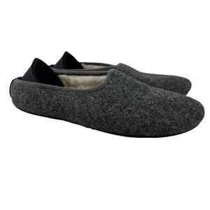 Mahabis Classic Gray Womens Felt Slip On Loafers Slippers Flats Sherpa 38 7.5